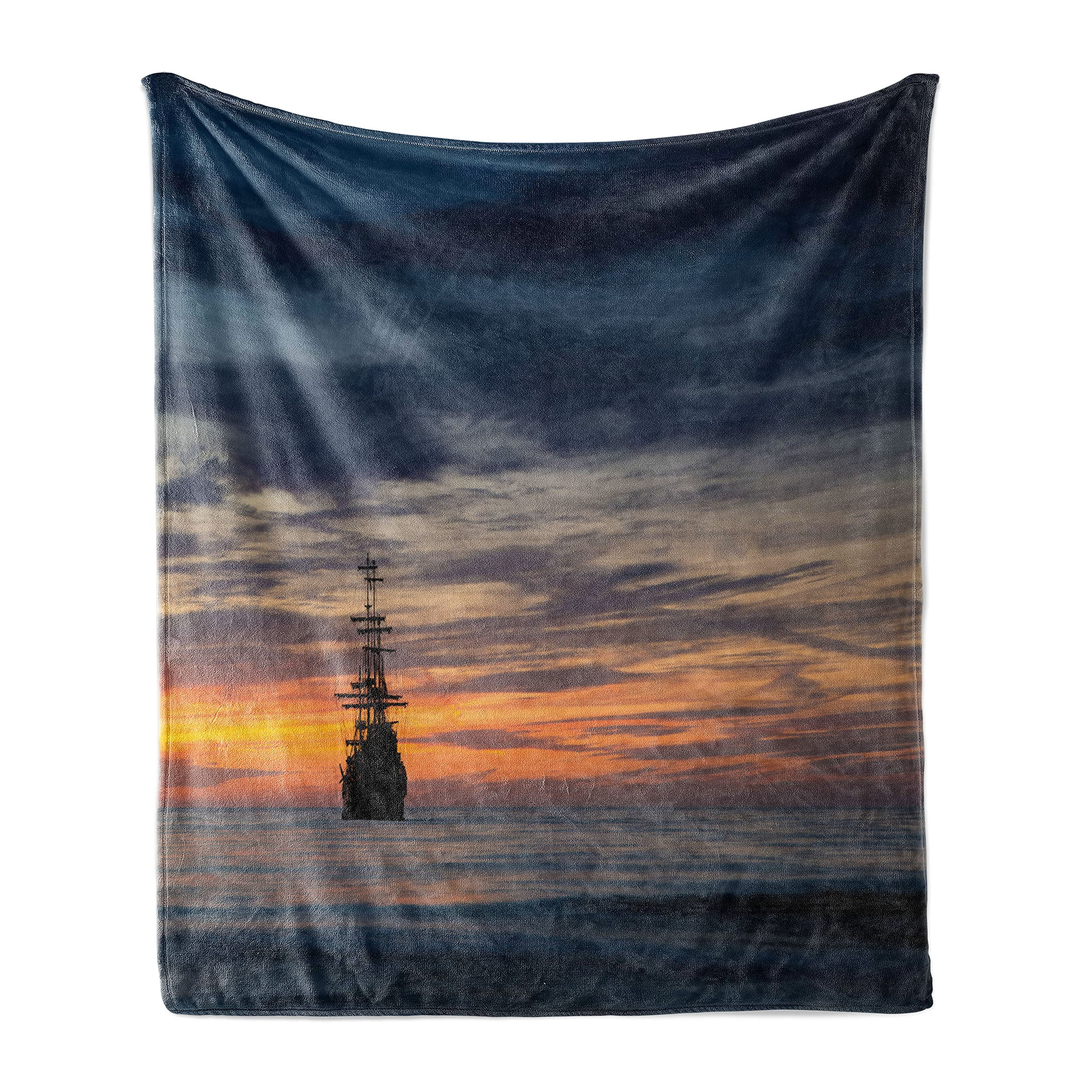 Pirate Ship Soft Cozy Plush Flannel Throw Blanket Sailing Boat