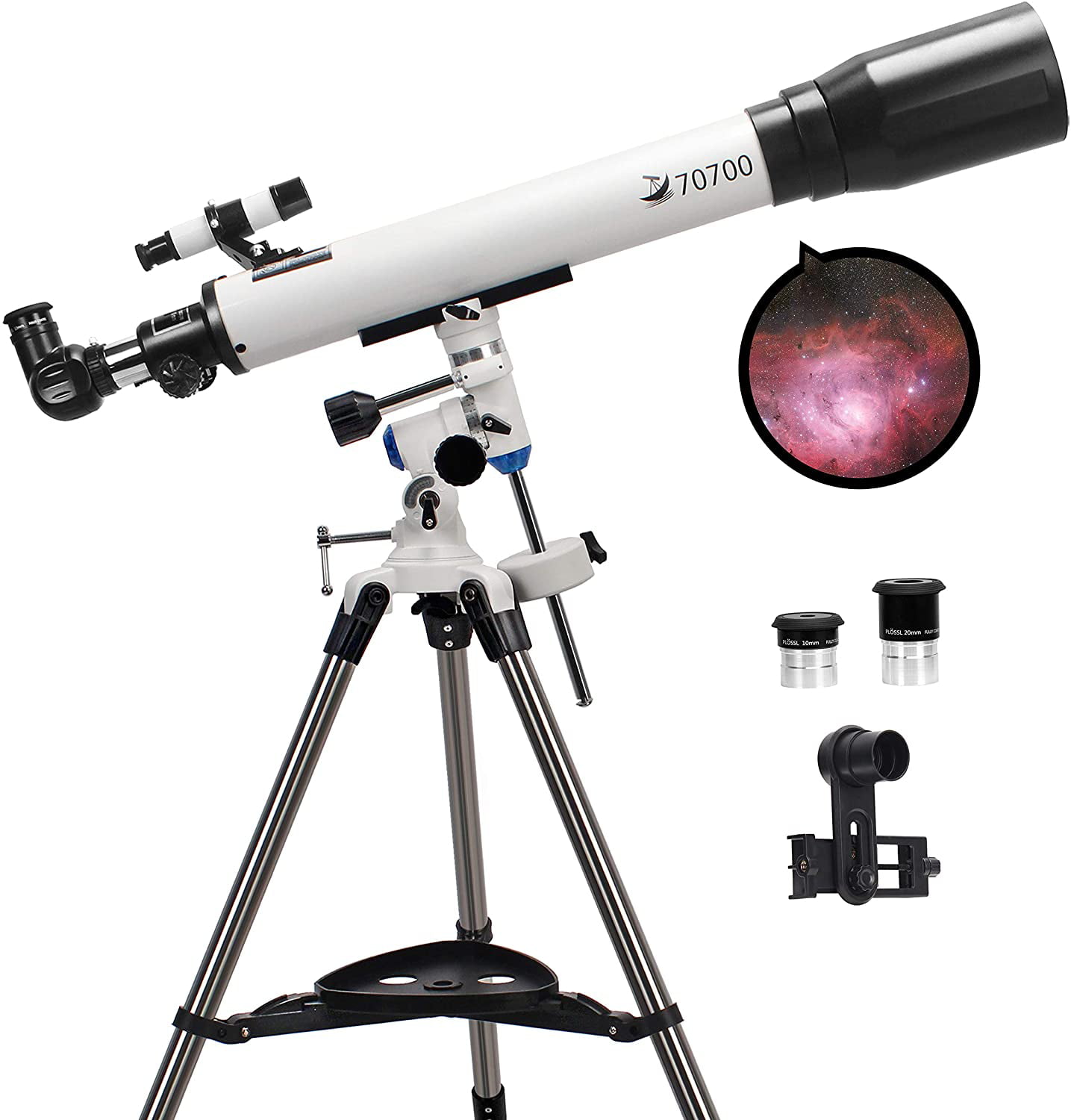 70Mm Aperture HUWAI Telescope for Beginners Telescopes for Adults Fully Multi-Coated Optics Astronomy Refractor Telescope Portable Travel Scope with Tripod 