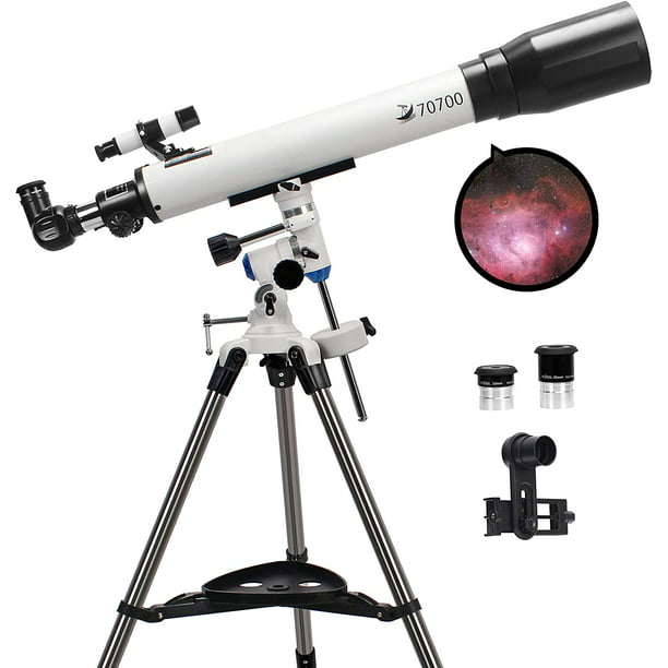 Telescopes for Adults, 70mm Aperture and 700mm Focal Length Professional  Astronomy Refractor Telescope for Kids and Beginners - with EQ Mount, 2 