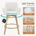 thumbnail image 4 of 26'' Swivel Bar Stools Set of 2, Counter Height Bar Chairs with Curved Back, Upholstered Sherpa Counter Stool with Wood Legs for Kitchen Island, White, 4 of 9