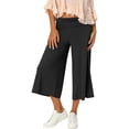 thumbnail image 5 of Dwellite Women's Casual Wide Leg Cropped Pants Low Rise Fold Over Stretch Pants for Summer Beach Holiday Streetwear Black L, 5 of 7