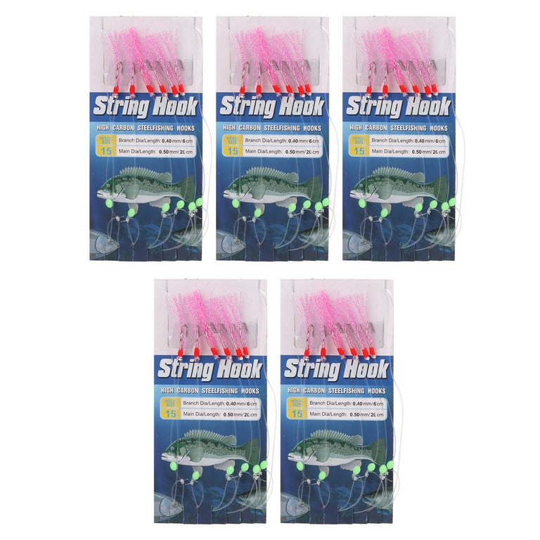 Fishing String Hooks, Feather Fishing Lure Carbon?Steel 6?Hooks For  Saltwater 15