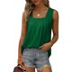 thumbnail image 2 of Camiseta sin mangas plisada para mujer, Color puro, elegante, transpirable, informal, de verano, sin mangas, 2 of 5