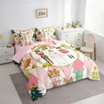 thumbnail image 4 of Manfei Christmas Princess Girls 7 Pieces Bedding Comforter Set, Kwaii Cartoon Nutcracker Full Bedding Set, White Pink Buffalo Reversible Fitted Sheet Flat Sheet, Lightweight Room Decor, 4 of 8