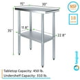 thumbnail image 3 of AmGood 30 in. x 15 in. Stainless Steel Table | Metal Utility Kitchen Prep Work Table | NSF, 3 of 13