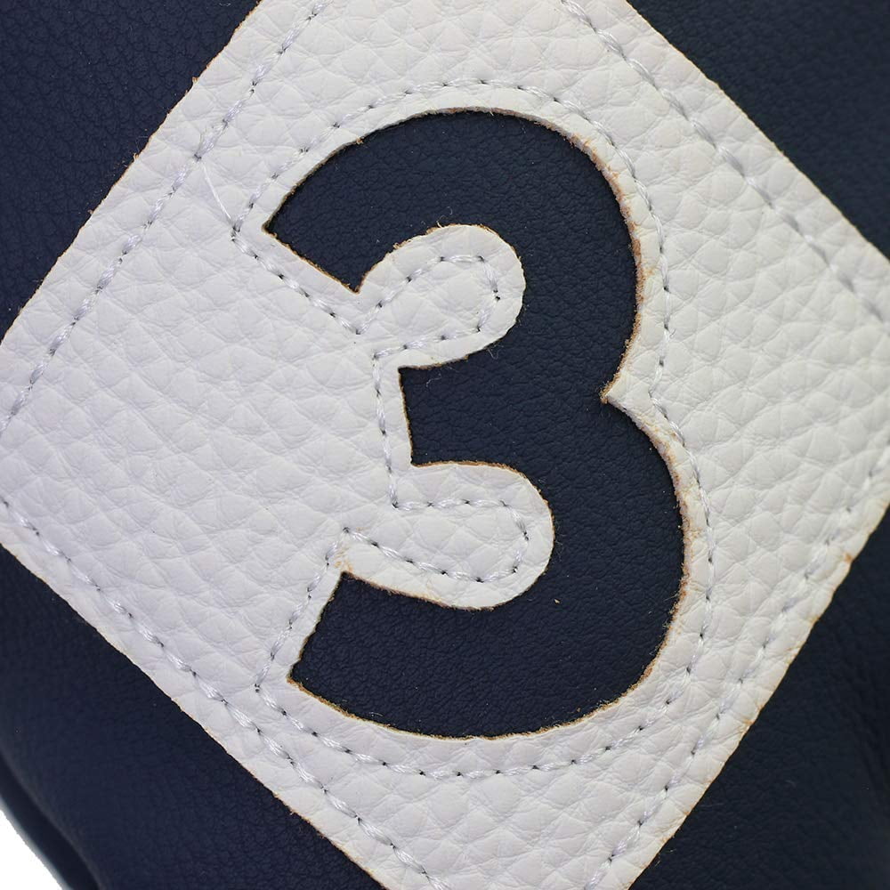 Majek Retro Golf Headcovers Blue White and Yellow Vintage Leather Style 1 & 3 Driver and Fairway Head Cover Fits 460cc Drivers Classic Look