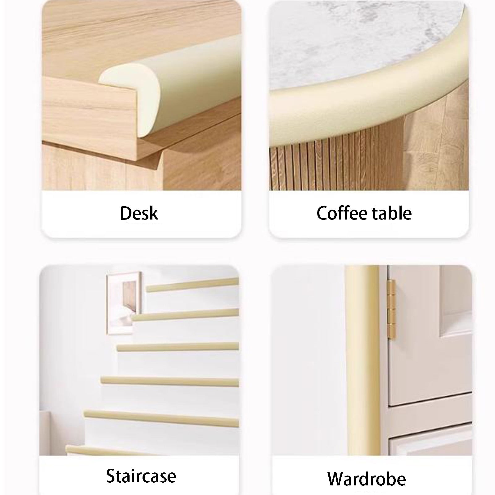 Edge Corner Protector, L-Shaped Sharp Edge Corner Edge Foam Padding, Table Corners Cushion Bumper,Self-Adhesive Anti Collision Strips For Furniture Desk Worktop