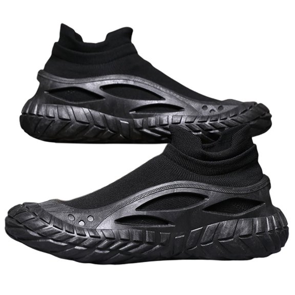 NOKIO Men's S𝗅ip On Sneakers Breathable Knit Athlet𝗂c Shoes Lightweight Laceless Ankle Sport Shoes Comfortable Casual Tennis Fashion Non-S𝗅ip Outdoor Sock Shoes for Running Walking Gym Workout