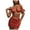 Brick Red, variant on Women's 3 Piece Swimsuits Halter Triangle Crochet Bikini Sets with Cover Up Skirt (Light Blue, S)