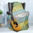 thumbnail image 4 of Music Soft Flannel Fleece Throw Blanket, Acoustic Guitar on Colorful Painted Aged Wooden Planks Rustic Country Design Print, Cozy Plush for Indoor and Outdoor Use, 50" x 60", Multicolor, by Ambesonne, 4 of 5