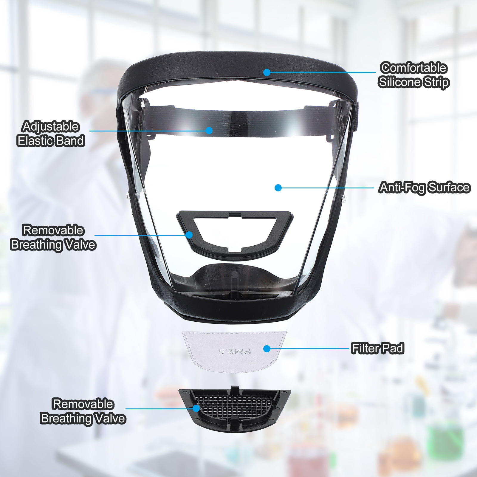 Uxcell Full Safety Face Shields, Anti Fogging Full Safety Face Protection Transparent Face Shield White