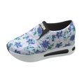 thumbnail image 2 of AUDeals Womens Snakeskin Platform Sneakers Floral Printed Chunky Sole Wedge Casual Walking Shoes (Blue, 6), 2 of 8