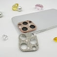 thumbnail image 1 of 2 Pack Camera Lens Cover Protector Compatible with iPhone 13 pro/iPhone 13 pro max Bling Glitter Metal Diamond Camera Lens Cover Sticker Protector (Silver+Rose Gold), 1 of 5