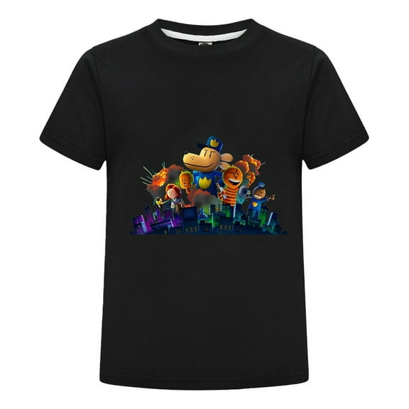 Dog Man City Scene at Night T-Shirt – Kids Boys Girls Comic Tee Top with Group Urban Design