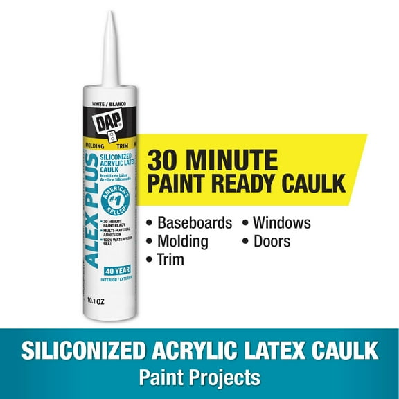 DAP Alex Plus 10.1 oz White All Purpose Acrylic Latex Caulk Plus Silicone