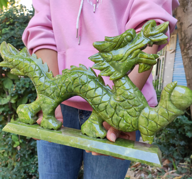 Funny crystal  healing Huge green jade dragon carving carved, Crystal , Handmade Raw Stone  jade dragon Gem Chakra Quartz Crystal