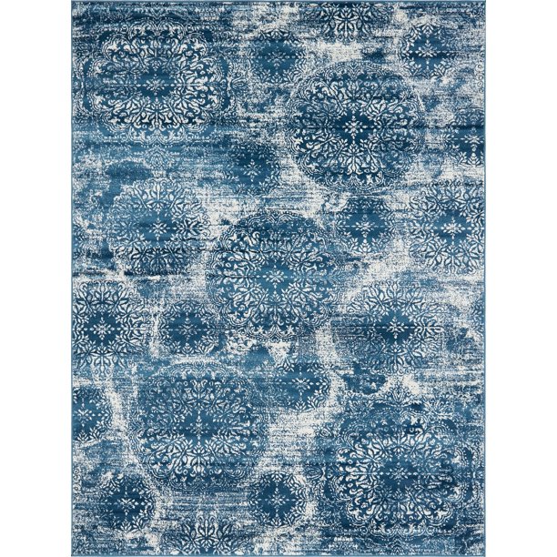 Unique Loom Sofia Distressed Traditional Area Rug, Blue, 8' x 11'