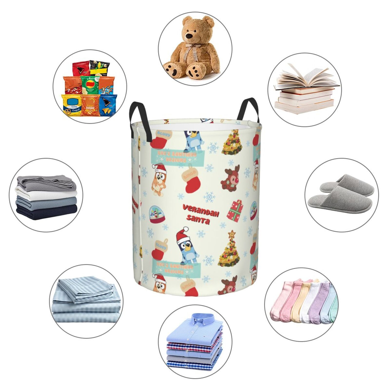 Johaoi Bluey Pattern Round Large Laundry Basket -Storage Basket - Toy Storage Basket, Perfect as Hamper, Kids Room Storage, and Toy Containment-