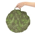 thumbnail image 2 of Jungle Foliage Round Floor Cushion with Handle, Continuous Tropic Pattern with Outline Leaves and Palm Trees Print, Pillow for Living Room & Dorms, 18" Round, Taupe and Lime Green, by Ambesonne, 2 of 4