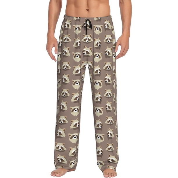Balery Raccoon Pantalones de pijama para hombre, pijama ultraligero, pantalón de descanso-X-Large