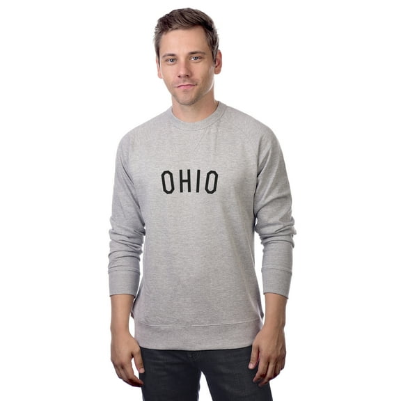 Daxton Ohio Sweatshirt Athletic Fit Pullover Crewneck French Terry Fabric, HthGrey Sweatshirt Black Letters, XS