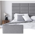 thumbnail image 1 of Cabecero tapizado de pared para colgar y pegar, tamaño Queen, 9 paneles de cabecero de tela copetudo montado en la pared, paneles de pared interiores para recámara, gris, 1 of 4