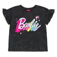 thumbnail image 4 of Conjunto de ropa para niñas pequeñas, camiseta y pantalones cortos de felpa francesa para Barbie, 4 of 6