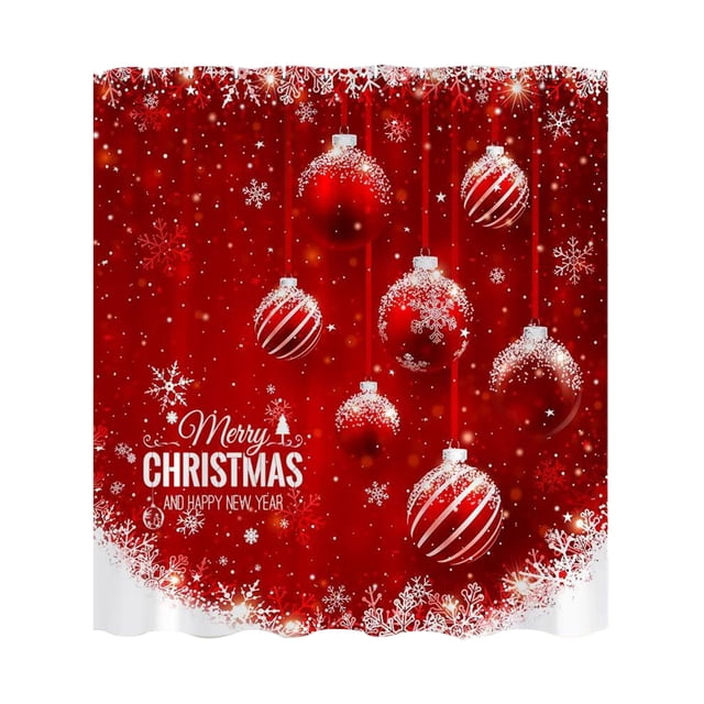 Doublure de Rideau de Douche Rouge Rideau de Noël avec Crochets 12 Pcs