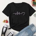 thumbnail image 1 of Qiopertar T-Shirts à Col Rond pour Femmes, Imprimé Cœur, Manches Courtes, Blouse, Offres de la Semaine en Liquidation, 1 of 5