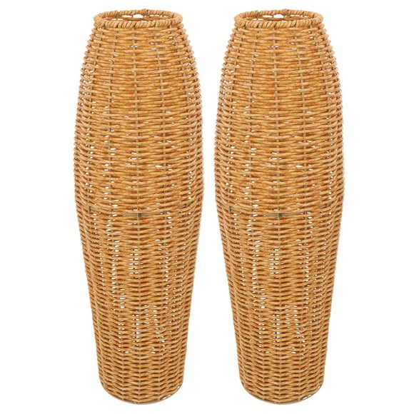 MOVTOTOP 2pcs Imitation Rattan Floor Vase Tall Decorative Flower Holder Home Decor Simple And Elegant Woven Flower Container Rustic Style Decorative Vase