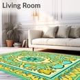 thumbnail image 2 of ODIKA 3'x5' Machine Washable Non-Slip Area Rug, Enchanted Garden Maze Whimsical Lattice Framework Decorative High Traffic Rug, Teal, 539668, 2 of 7