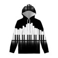 thumbnail image 2 of Sudadera con capucha con estampado de teclado de piano en blanco y negro para hombre, sudadera clásica con estampado 3D, sudadera de manga larga, sudadera informal de calle, 2 of 5