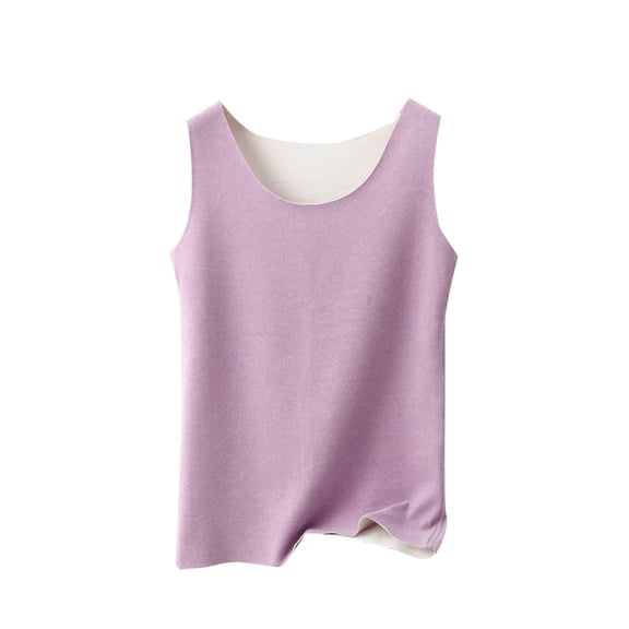 Thermal Tank Tops for Women Fleece Lack Hem Sleeveless Underwear Scoop Neck Warm Camisole Base Layer Vest