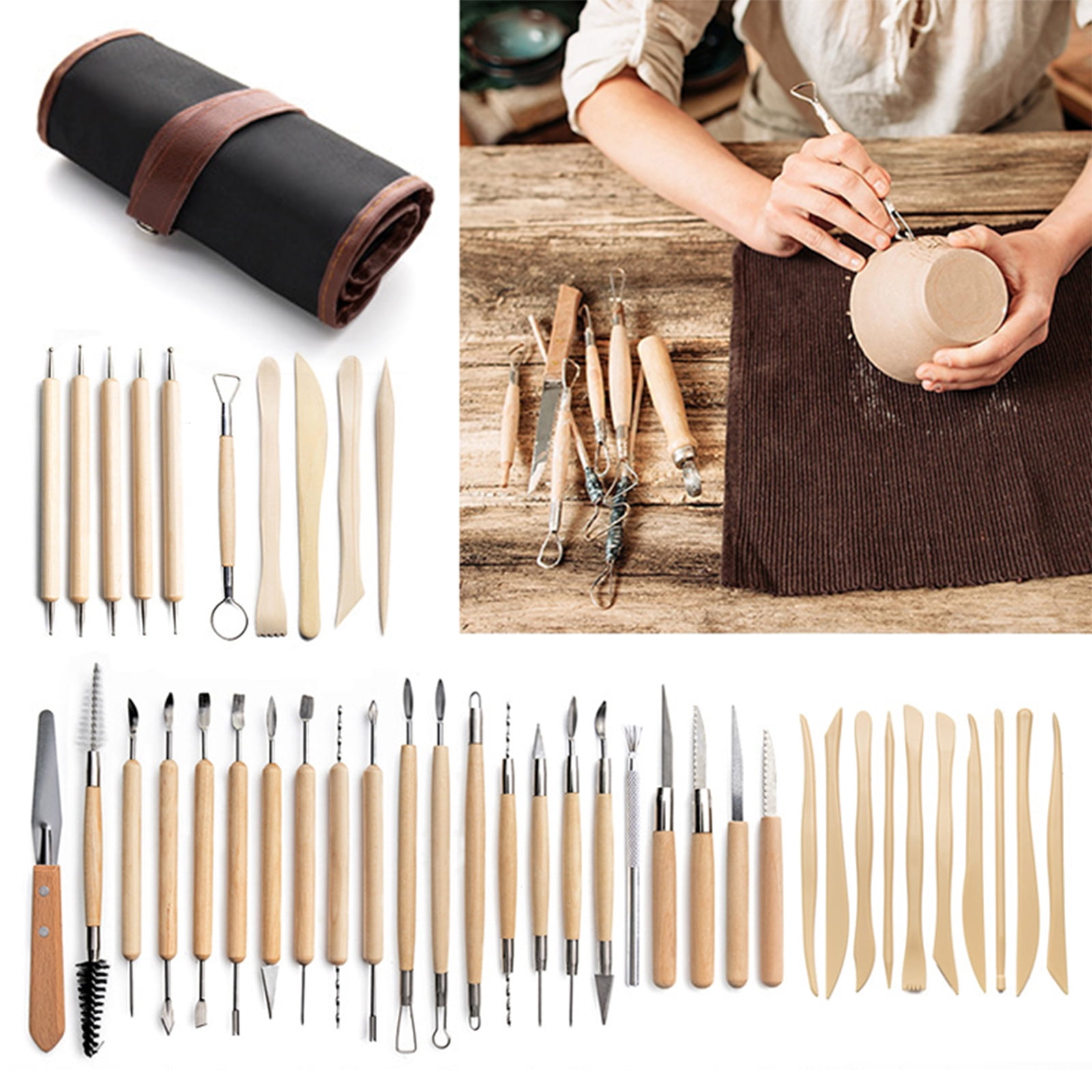 TINYSOME 42pcs DIY Clay Sculpture Pottery Tool Carving Point Drill Pen Ceramics Sculpting