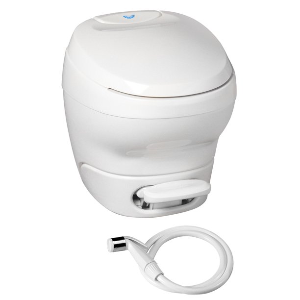 Aqua Magic Bravura RV Toilet with Hand Sprayer / High Profile / White