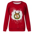 thumbnail image 4 of Top de suéter con estampado navideño de manga larga con cuello redondo para mujer primavera otoño Pompotops  FGAJ10384, 4 of 5
