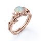 thumbnail image 3 of JeenMata Ópalo Etíope Redondo de 1 Quilate y Moissanita - Engaste de 4 Puntas - Juego de Boda de Inspiración Botánica - Baño de Oro Rosa de 18 K sobre Plata, 3 of 5
