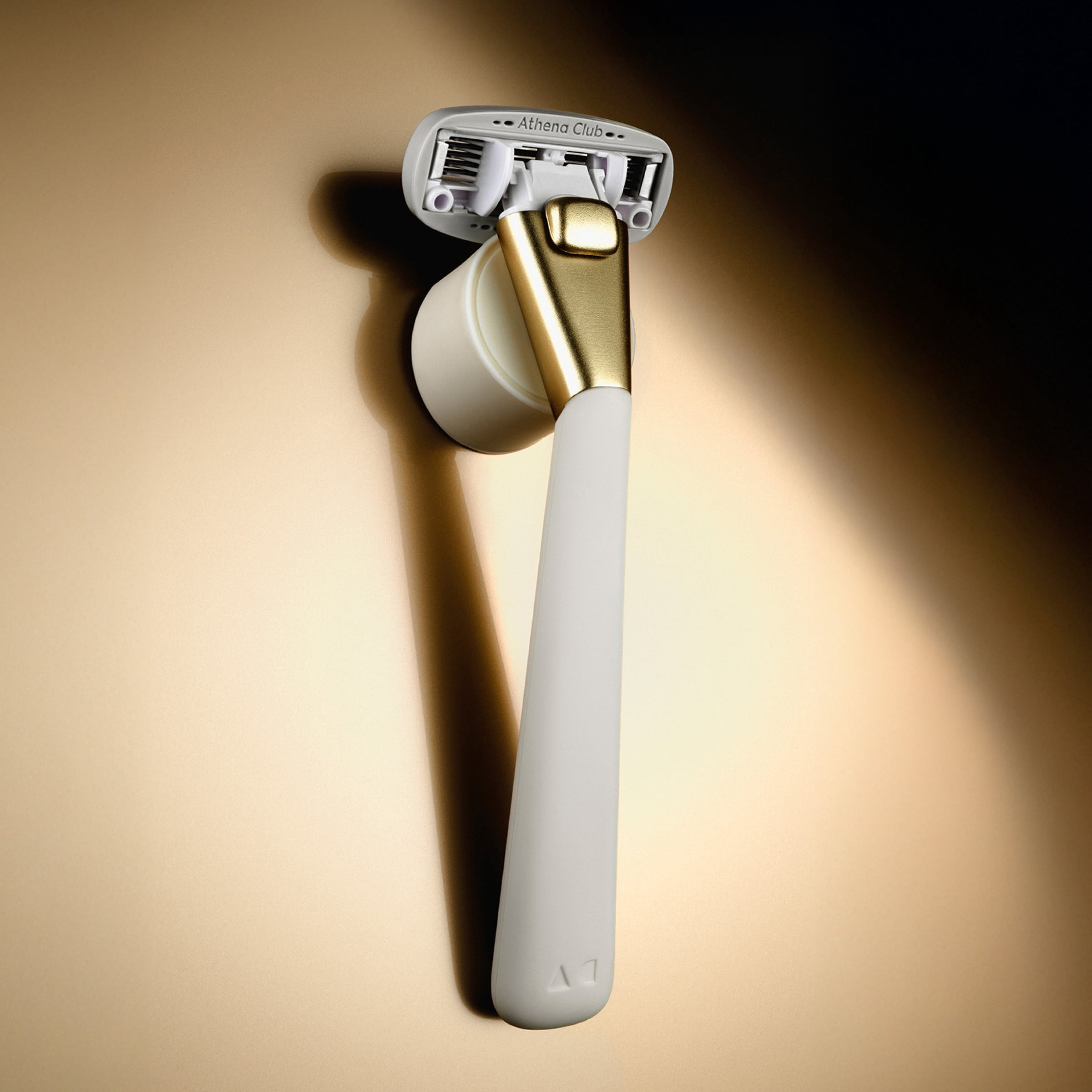 Athena Club Women's Razor Kit - Razor Handle, 2 5-Blade Refills, Shower Holder in Champagne