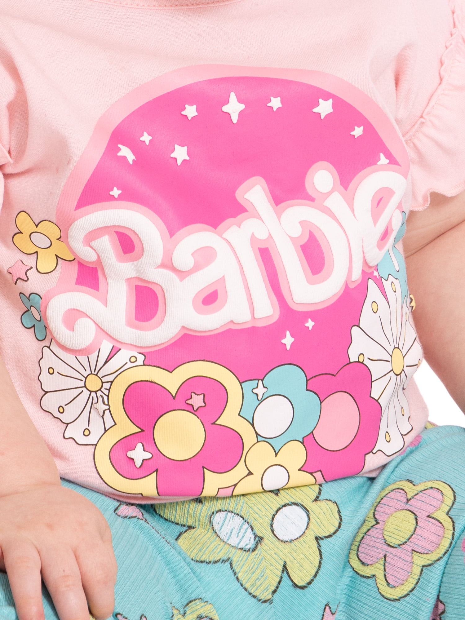 Barbie Baby Girls Ruffle Top and Flare Leggings with Bow Headband Set, 3-Piece, Sizes 0/3M-24M