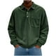 thumbnail image 2 of Blusa y camisa de manga larga con cuello vuelto para hombre, color liso, informal, con botones, cárdigan de media manga, con solapa y bolsillo, blusas de poliéster para hombre, 2 of 6