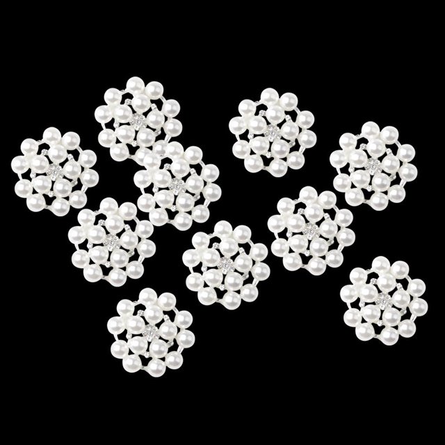 10 piezas de adornos en apariencia de flor, botones de aleación de de imitación de de imitación, botones de vástago, fornituras de joyería BLESIY Botones de cristal de fondo plano