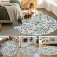 thumbnail image 6 of Blue Snowflake Christmas Round Area Rug 4ft, Xmas Snowflake Vintage Washable Non-Slip Circle Rugs for Bedroom Living Room Kitchen, Soft Non Shedding Circle Carpet for Dining Room Dorm, 6 of 9