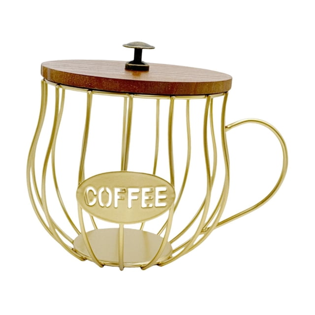 veasfak Support de Dosettes de Café Moderne en Forme de Tasse Conteneur Robuste pour Bureau Maison Or