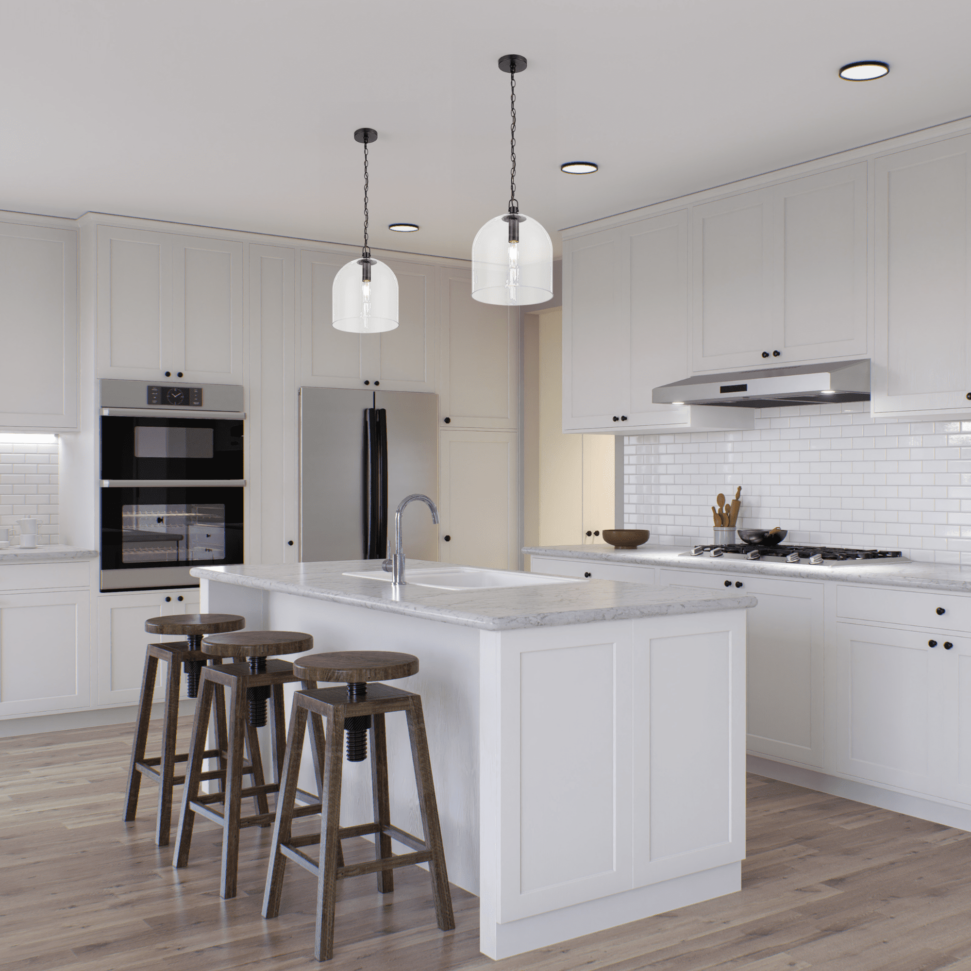 Prominence Home Hansley Matte Black 1-Light Pendant with Clear Glass