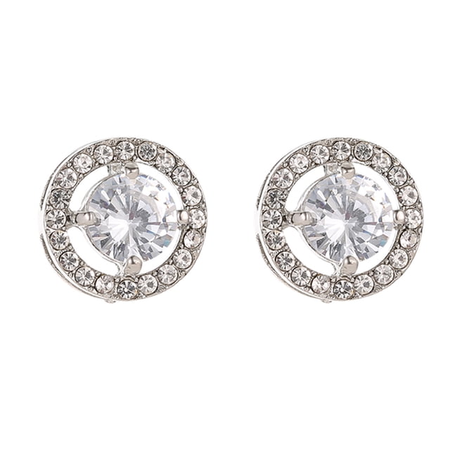 Pendientes de collar con colgante redondo de diamantes de imitación de aleación de estilo occidental para mujer (pendientes)