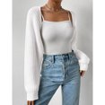thumbnail image 3 of Women’s Chunky Knit Long Sleeve Shrug Cardigan, Open Front Cropped Sweater, 3 of 5