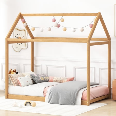 Twin Size And Pine Wood Bed - Quality Bedroom Furniture House Functional Elegant Design