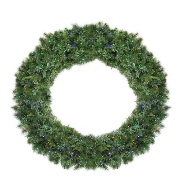 6' Pre-Lit Cashmere Mixed Pine Commerical Artificial Christmas Wreath - Multi LED Lights