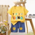 thumbnail image 2 of NIEWTR Toddler Pajamas for Boys 2T 3T 4T 5T 2PCs Set Short Sleeve Tops + Shorts Soft Breathable Children Kids Pjs Summer Pajamas Loungewear for Rest & Comfort(A-Yellow,18-24 Months), 2 of 4