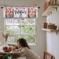 thumbnail image 5 of Valentine's Day Valances for Windows Farmhouse Kitchen Curtains Valances Rod Pocket Valance Curtains for Kitchen Windows Cartoon Gnomes Love Gray Wooden Plaid Window Valances for Bathroom 42"x12", 5 of 6